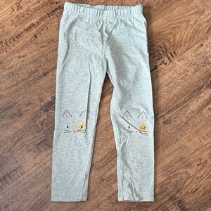 Gray Cat Print Kids Leggings